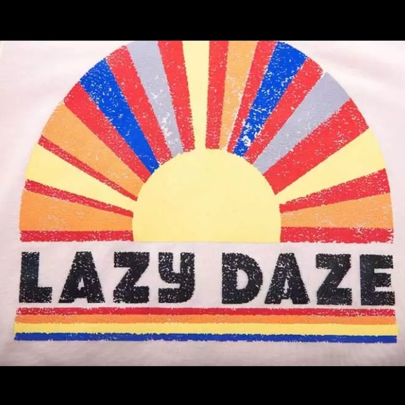 Retro Rainbow Rays Lazy Daze Boho Graphic Tee - Picture 8 of 8